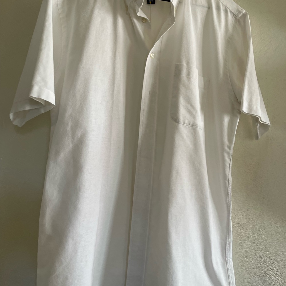 Stafford Wrinkle Free White Large Short Sleeve Button Down